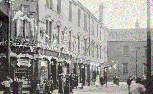 Church Street, Dumbarton, the day of the Coronation of King George V in 1910