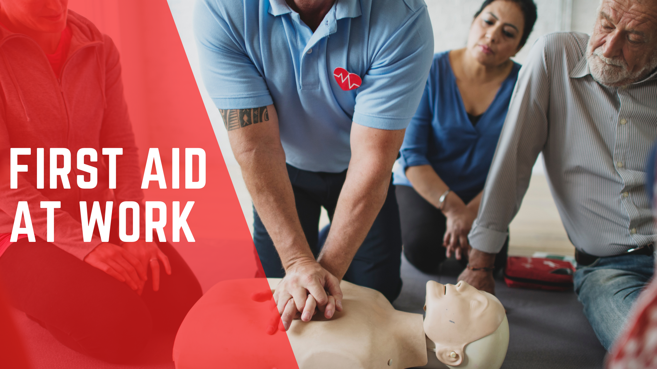 adults practising chest compressions on a dummy 