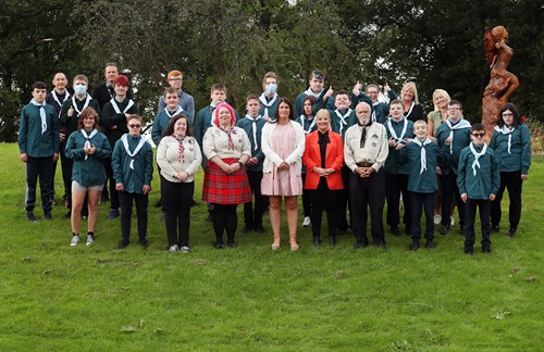 Scouts on a grass area