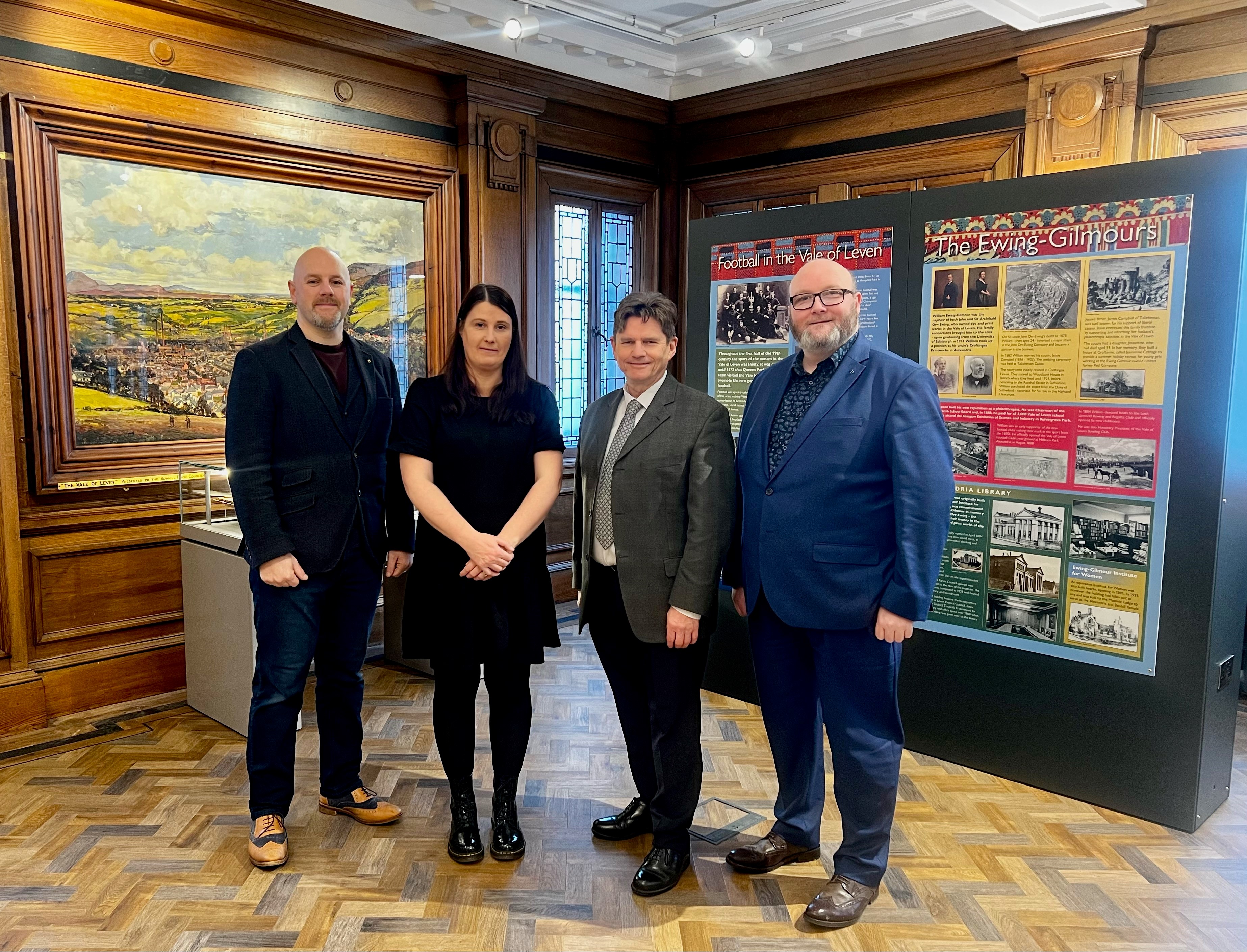 Councillor Dickson, McGinty, Rooney and McColl in Alexandria Library 